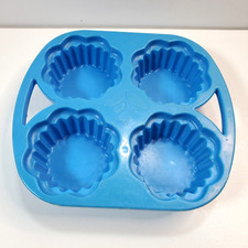 Vintage 1987 Fisher Price Fun With Food Blue Ribbed Cupcake Tray