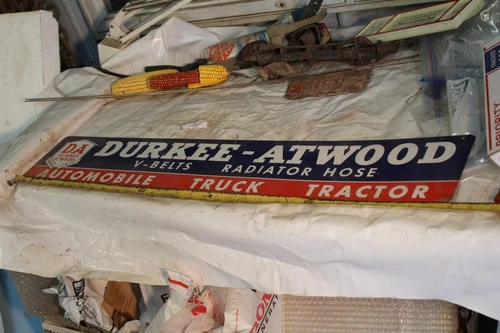 Durkee-Atwood v belts radiator hose sign vintage tin