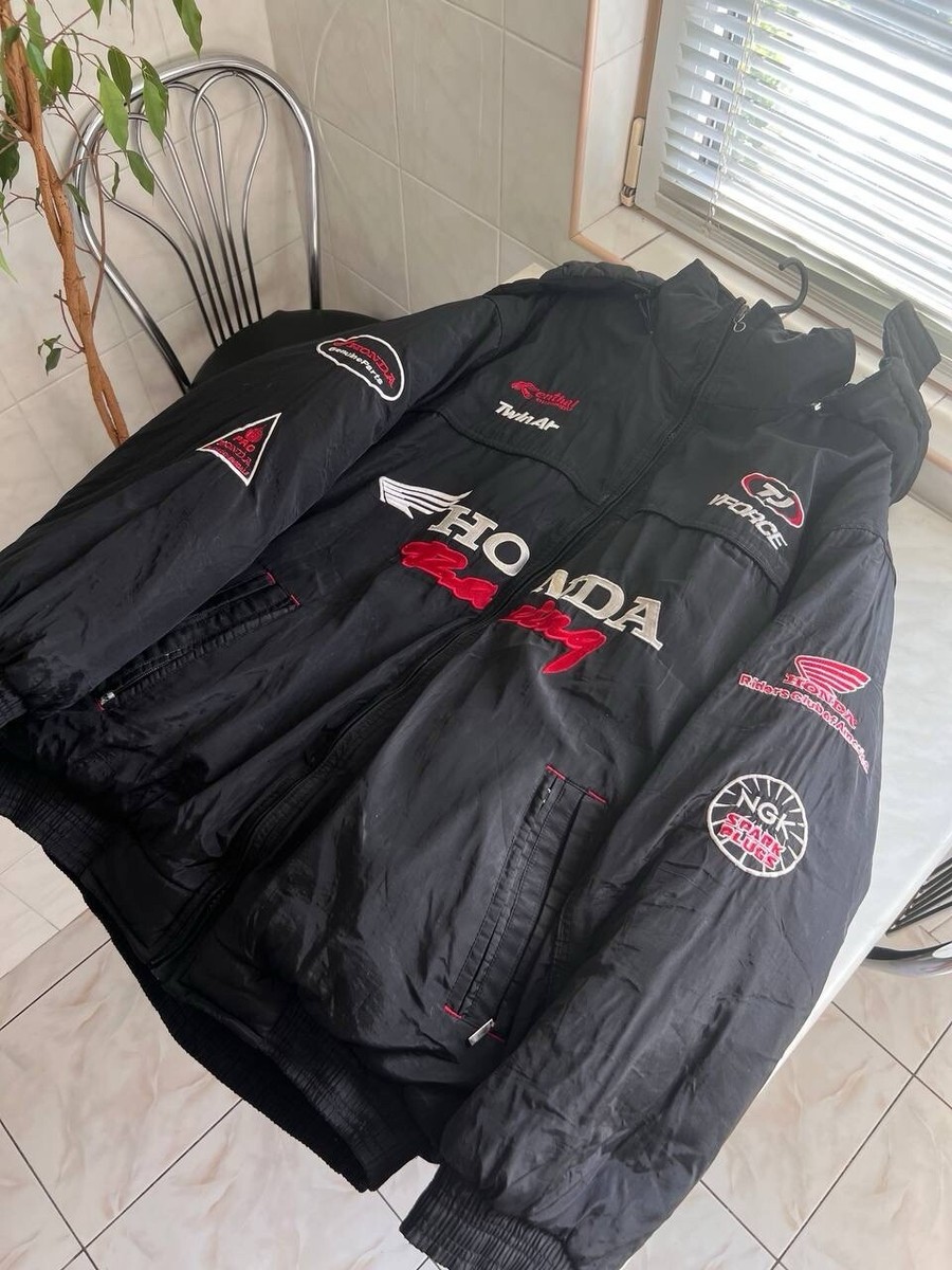HONDA The Red Riders Racing Winter Jacket vtg 90s Black Bikers