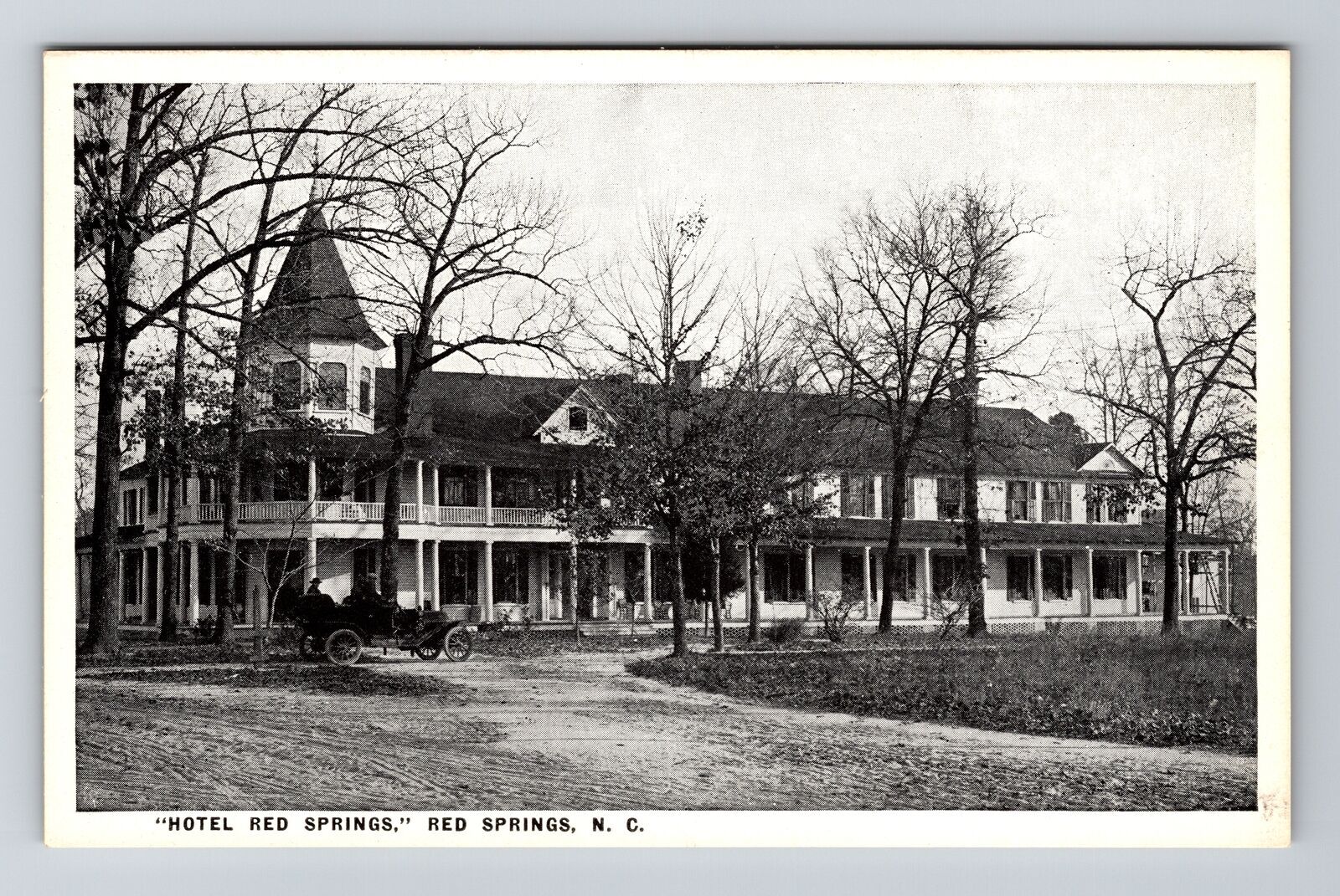 Red Springs NC-North Carolina, Hotel Red Springs, Motor Car, Vintage Postcard