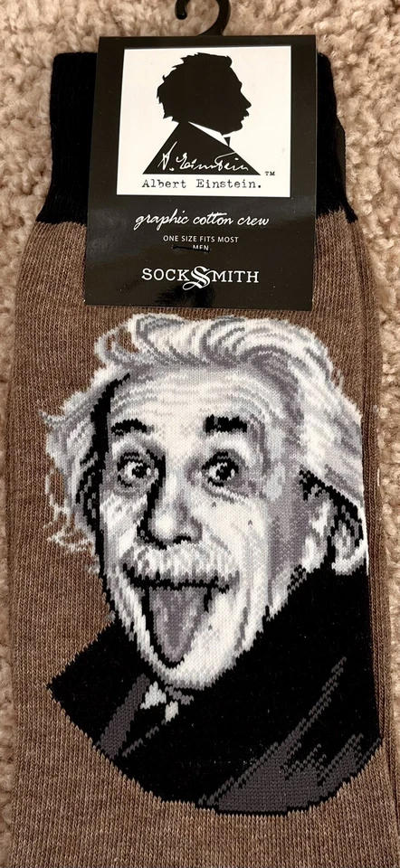 Calcetines Socksmith Crew Genius Albert Einstein Marrón Novedad Algodón Crew Calzado Foto 3 de 4