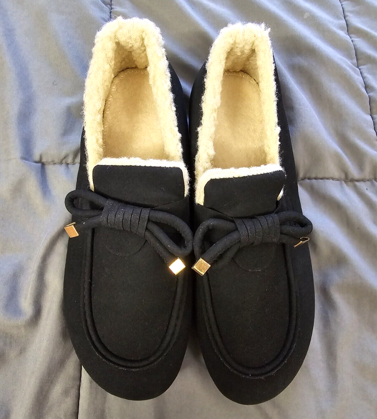 SAOLA Pantofole in peluche nero con suola antiscivolo e fodera calda per interno esterno