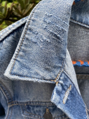 Buffalo David Bitton Stretch Denim Jacket Size Medium Women’s Blue Distressed - Picture 7 of 20