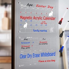 Set of 2 Magnetic acrylic dry erase Calendar Reward chart