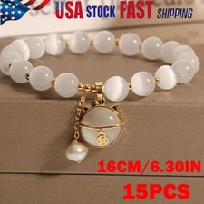 15X Lucky Moonstone Beads Cat Bracelet Attracting Wealth Women Jewelry Gifts US