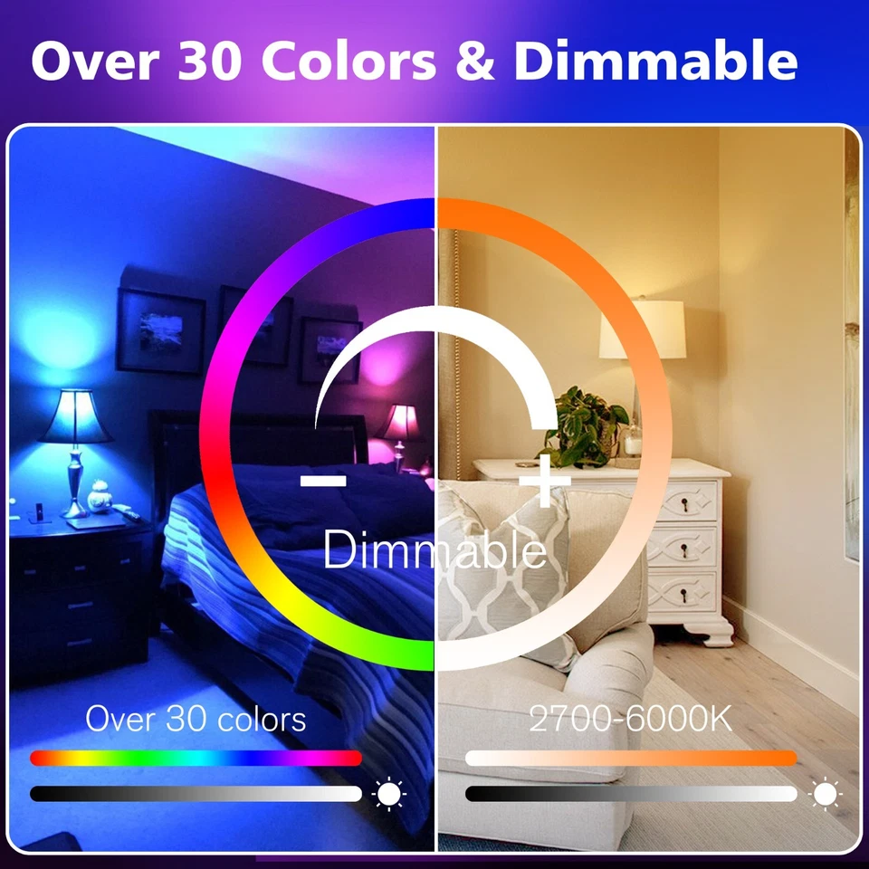 2Pack B22 A60 bayonet LED Light Bulb RGBW 8W 30+Colour Changing with Remote - image 4 of 4