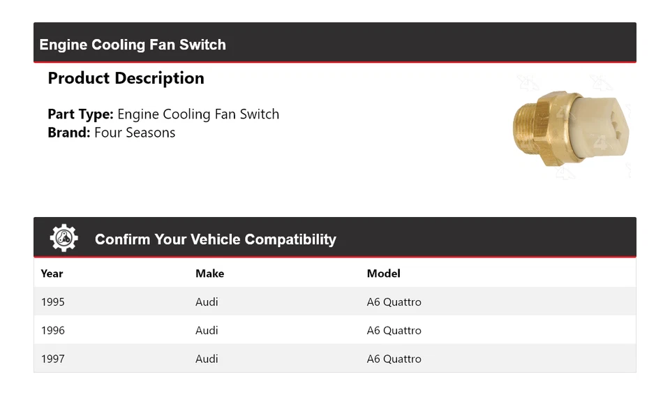 Interruptor ventilador refrigeración motor Audi A6 Quattro 1995-1997 4 estaciones 1996 Foto 2 de 4