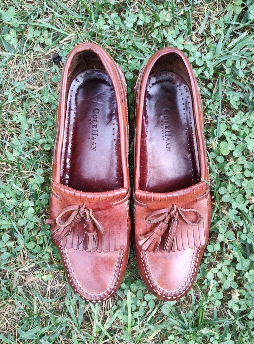 Cole Haan Country (6693) Men's 10 M Brown Leather Kiltie Tassel Loafers GUC