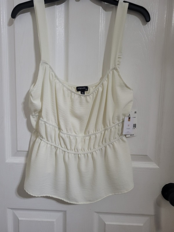 Originality Junior Tank Top Sleeveless Shirt Blouse Ivory Women XL