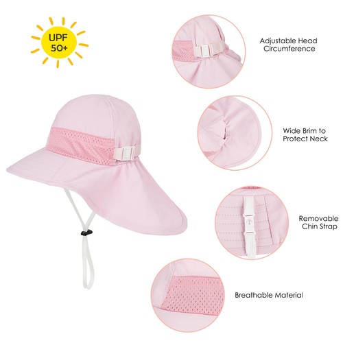 Toddler Sun Hat Kids Girls Boys Baby Sun Hat UPF 50+ Sun Protection Boy Girl ... - Picture 6 of 7