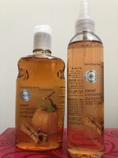 Bath  Body Works SWEET CINNAMON PUMPKIN 10 oz Shower Gel  8 oz Body Spray