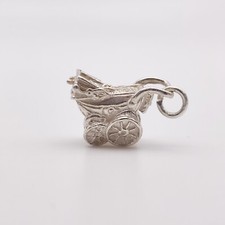 Vintage 925 Sterling Silver Pram Charm Pendant 