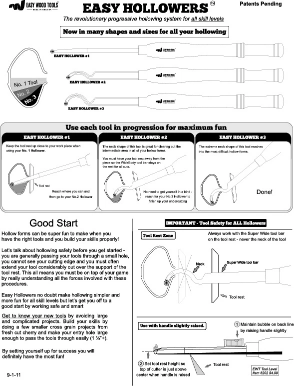 Mid Size Hollower Easy Wood Tools Model #6601 Wood Carbide Lathe Turning Tool - Image 2 of 2