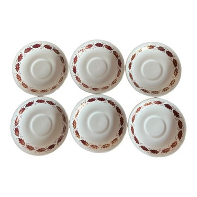 6er Set Paragon Elegance Goldrand Burgunder Blätter Tee Untertasse Bone China 14 cm
