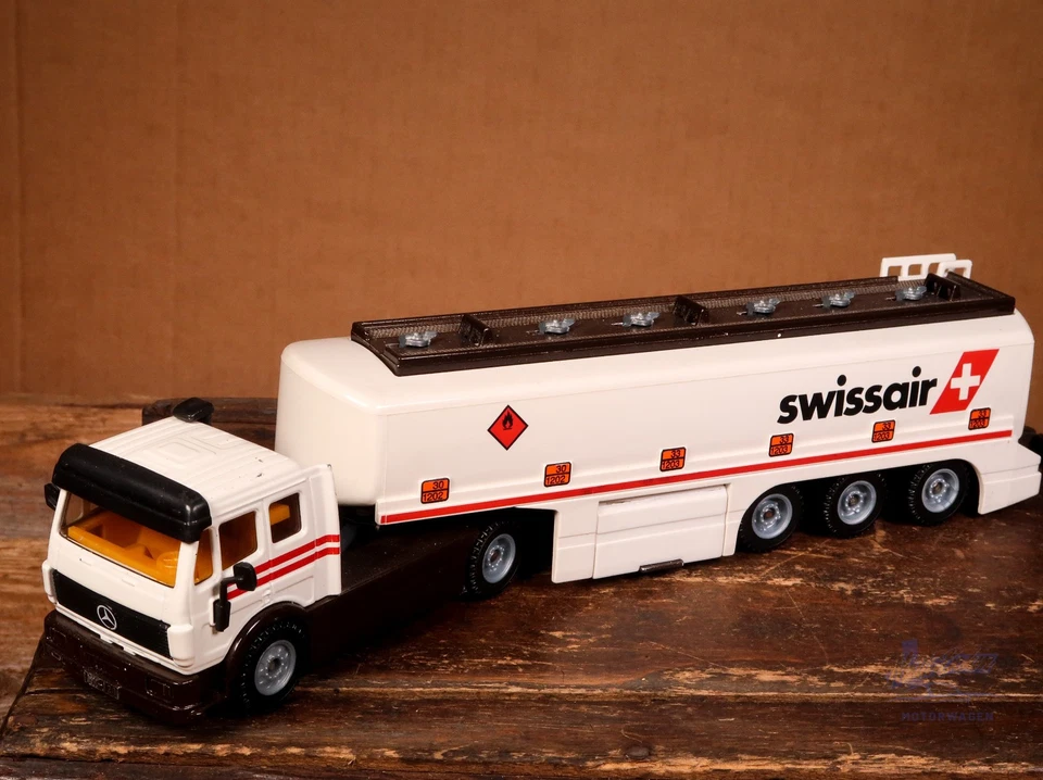 Siku Super Serie 3118 Mercedes Benz SK Topas-Tankzug Swissair Werbemodell selten