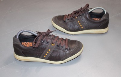 ECCO Mens Golf Shoes Spikeless Brown Leather Sneakers EU 40 US 6 Womens 9