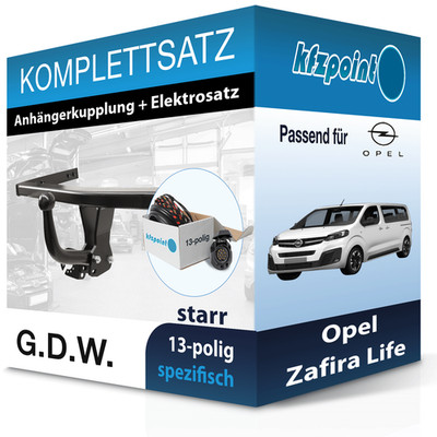 Für Opel Zafira Life 19- G.D.W. Anhängerkupplung starr + 13polig E-Satz AHK