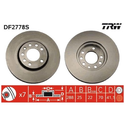 2x TRW Scheibenbremse vorne 93179053 4837019 90496327 9197912 4566840 | 730701