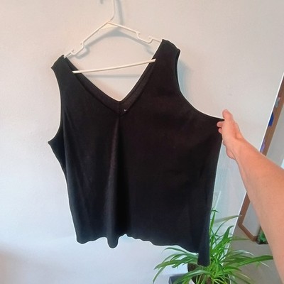 Lane Bryant 26/28 Black V Neck Sleeveless Stretch Knit Tank Top Plus Size