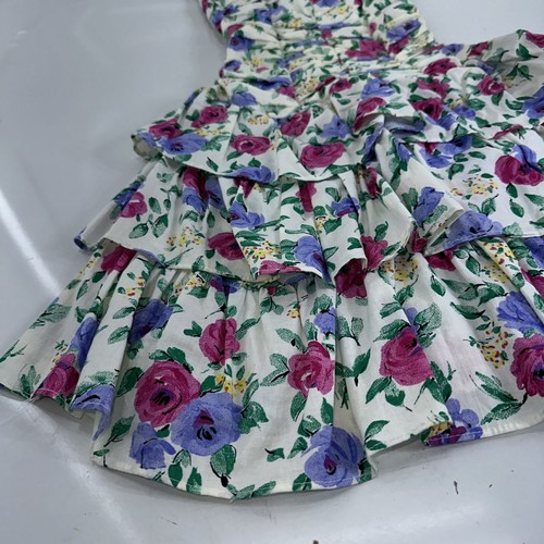 My Michelle SZ 3-4 Formal Party Bright Bold Floral Bubble Hem Vintage 80s / 90's - Picture 2 of 12