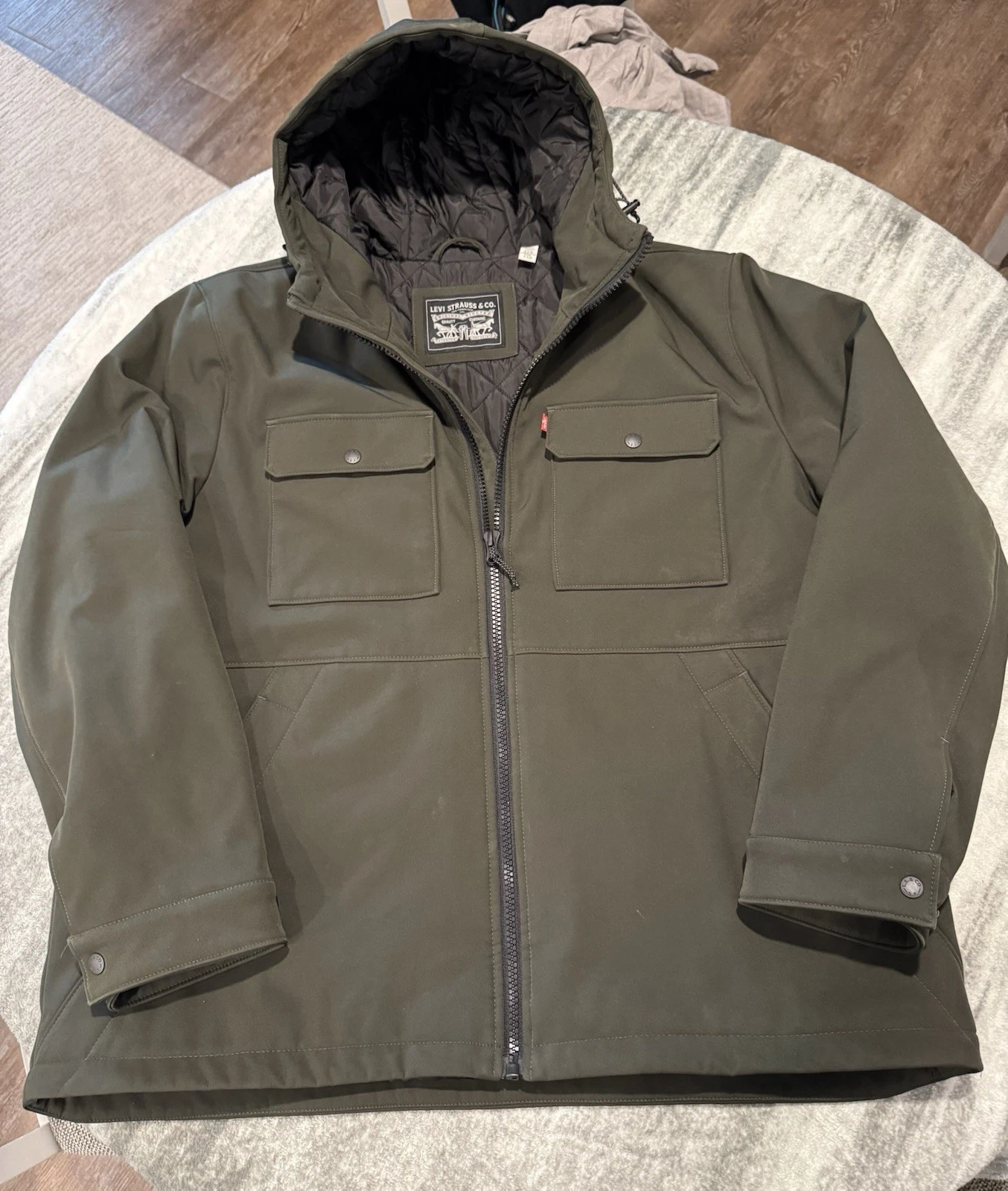 Levi's Jacket Soft Shell Army Green Storm Quilted Jacket Men's XXL MSRP $160