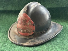Vintage USA Firefighters Black Safety Helmet Fireman