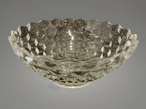 Fostoria American Clear Glass 10.5” Round Salad Serving Fruit Bowl Cubist
