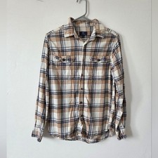 George Plaid Flannel Shirt Button Up Casual Cabin Camping Autumn Men's S 34-36