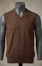 Pendleton Sweater Vest Men s SMALL Tobacco Brown Washable Wool Pullover
