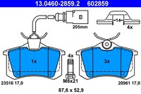 1X ATE 13.0460-2859.2 Bremsbelagsatz Scheibenbremse FüR VW Ford Seat