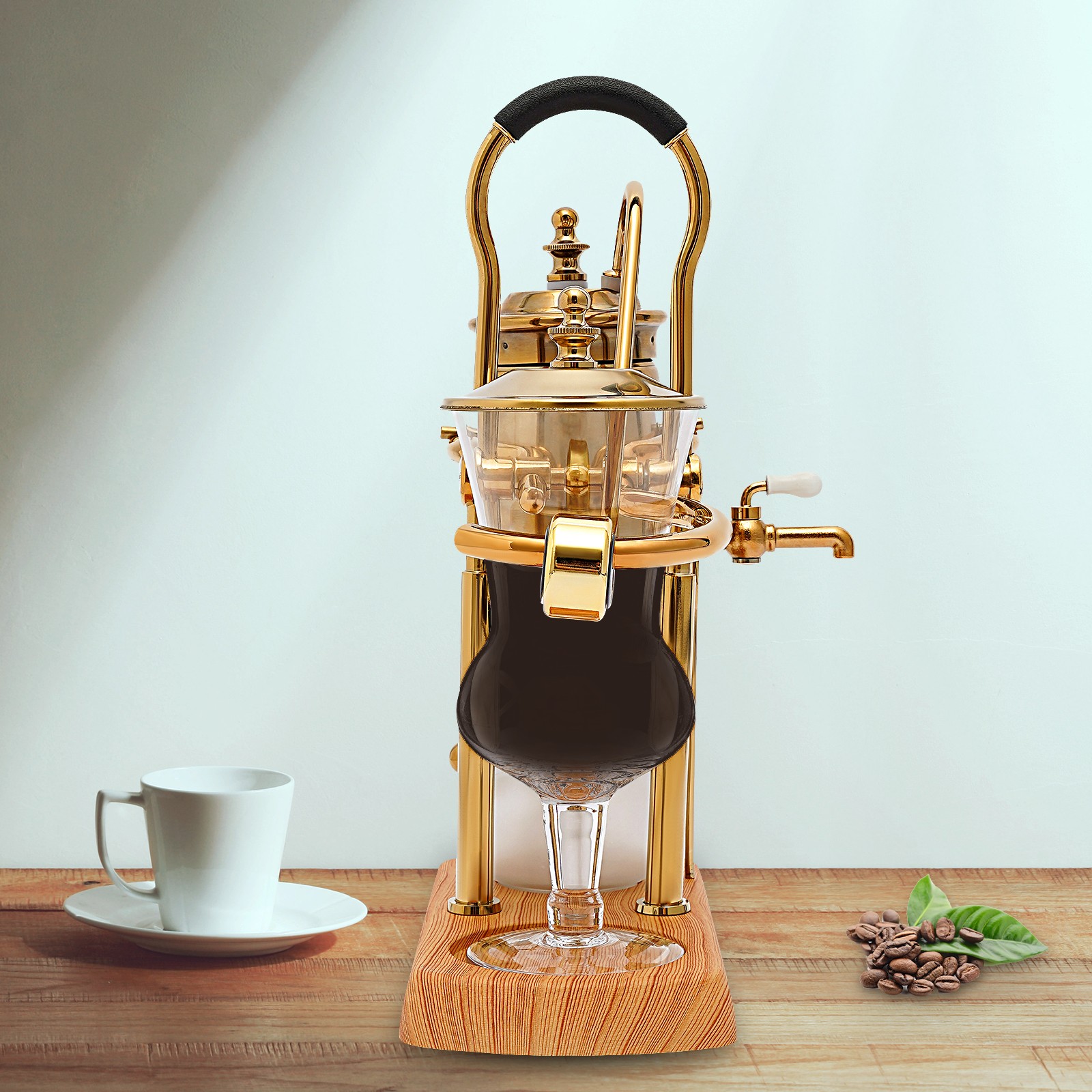 15OZ Royal Belgian Belgium Balance Syphon Coffee Maker Siphon Brewer Golden NEW