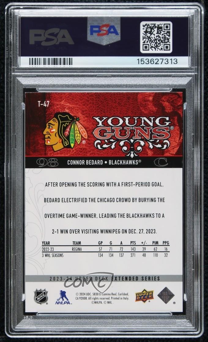 2023 UD Extended Series 2008-09 Upper Deck Retro Connor Bedard PSA 8 Rookie RC view 2