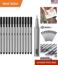 12 Piece Black Fineliner Set - Water Resistant, Ideal for Detailed Coloring