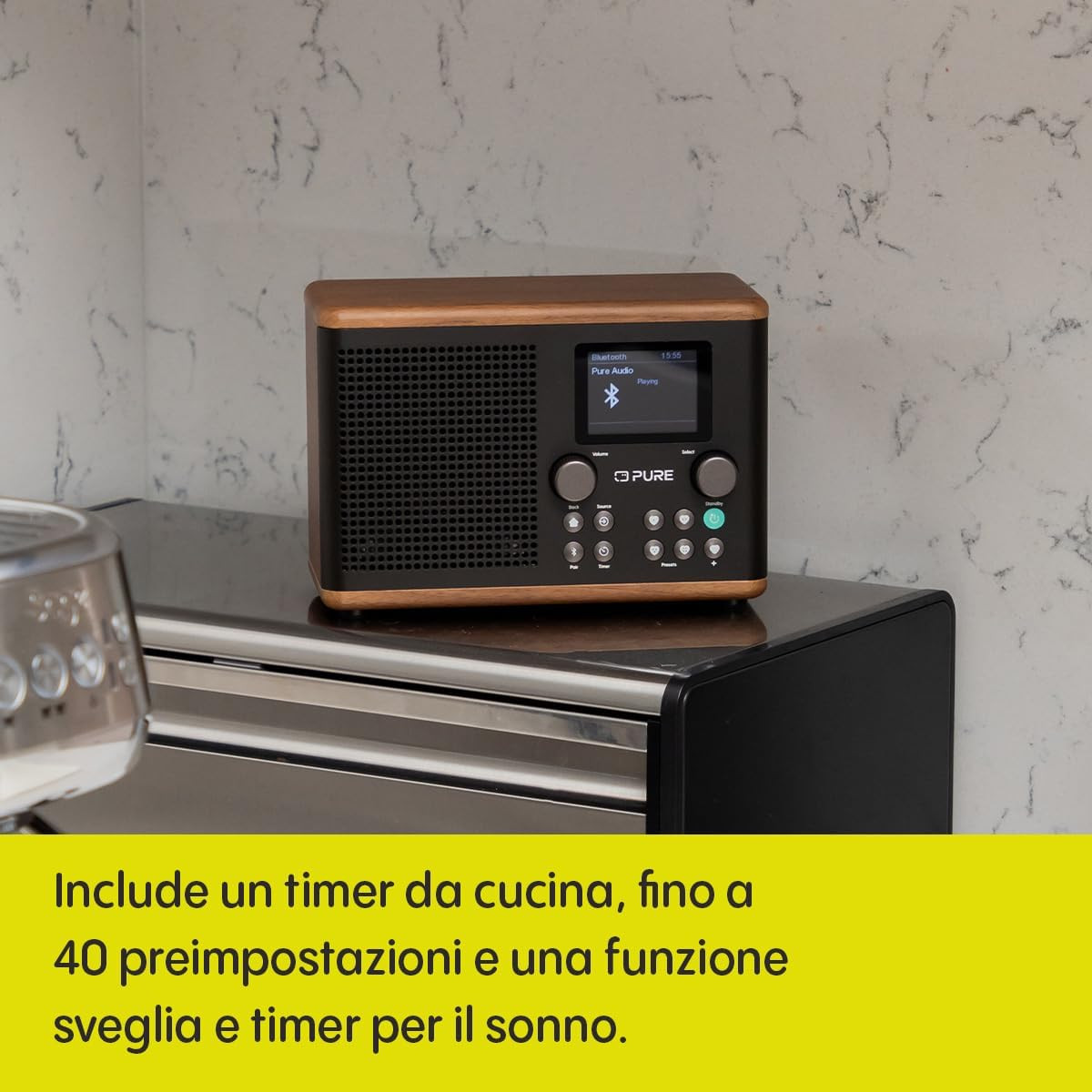 Pure Classic H4 Radio da Cucina Digitale con Timer e Bluetooth 10W - 4