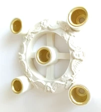 Abbey Press Advent Candle Ring/Wreath 5 Gold Candle Cups Angels/Holly 8.5" Cream