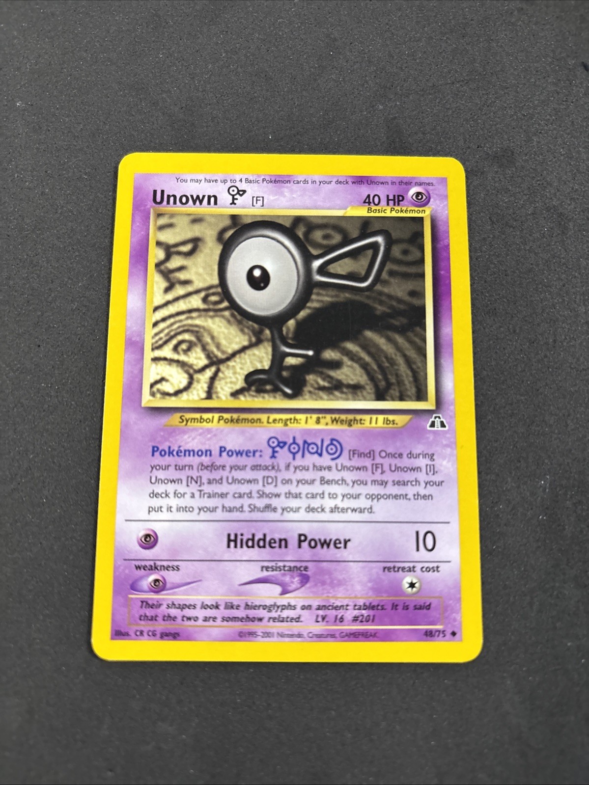 Unown [F] 48/75 Uncommon Neo Discovery Pokemon Unlimited LP