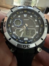 Tekmagic D02910 Men's Sport Watch Ana-Digi Chronograph Black 10ATM Stainless