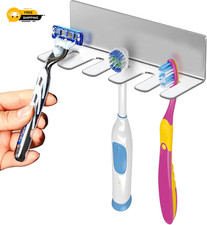 Wall Mounted Toothbrush Holder, Stainless Steel Toothbrush Holder with Self-Adhe