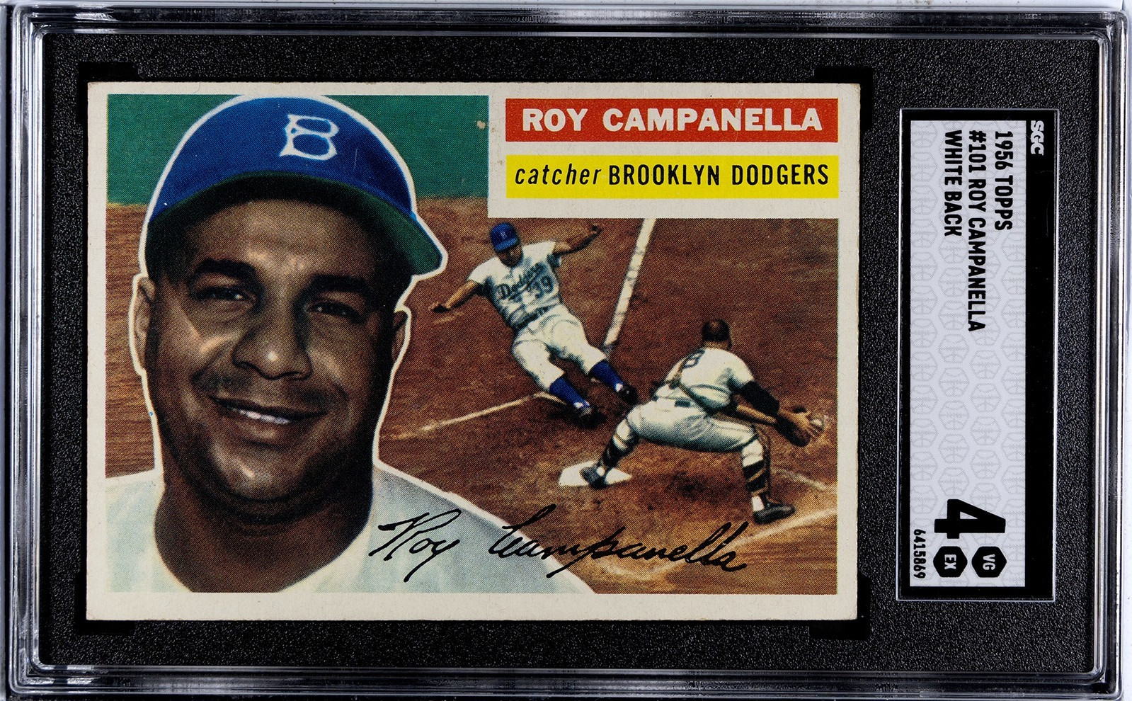 1956 Topps #101 Roy Campanella White Back SGC 4
