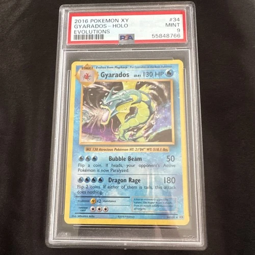 2016 POKEMON XY EVOLUTIONS #34/108 GYARADOS HOLO PSA 9 Graded Card! TCG