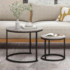 HOJINLINERO Small Coffee Table Living Room,Round Coffee Table Nesting Table Set