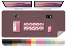 Large Desk Pad, 47.2'' x 23.6'', Computer Mat for Desk, Leather Desk Pad Prot...