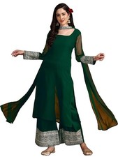 Women's Georgette Embridered Kurta Palazzo and Dupatta Set