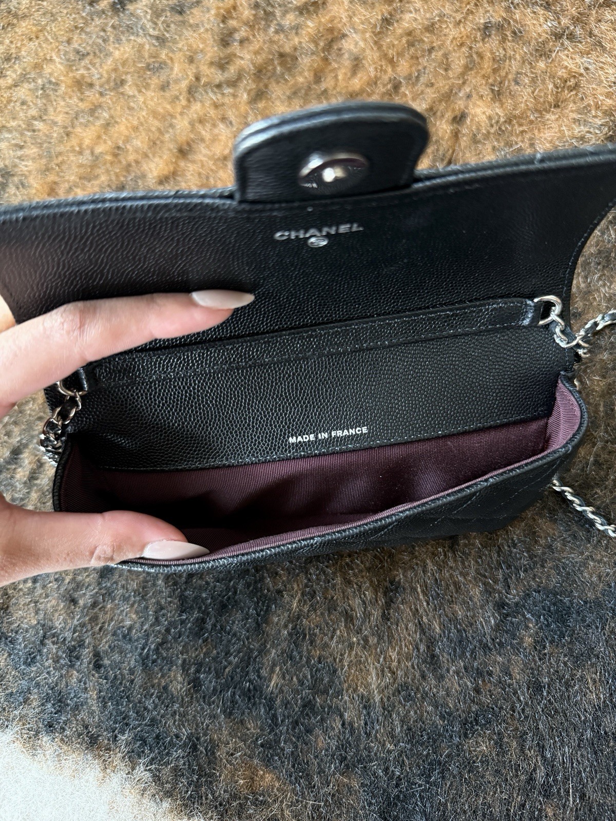 CHANEL Quilted Caviar Sunglasses Case with Chain image 5