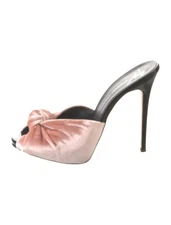 GIUSEPPE ZANOTTI Black & Pink, Velvet & Patent Mules Size US 7 Very Good Cond.