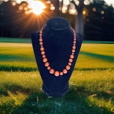 Vtg Brown Graduated Bead Necklace Gold Tone Adjustable Lobster Clasp 20.5"