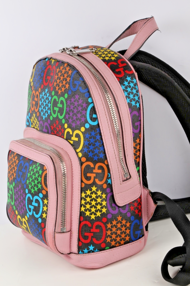 GUCCI Logo GG Psychedelic Backpack Bag Supreme Leather Black  display picture 2