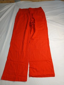 Acua Womens Linen Blend Wide Leg Drawstring Pants M Orange Red Lightweight