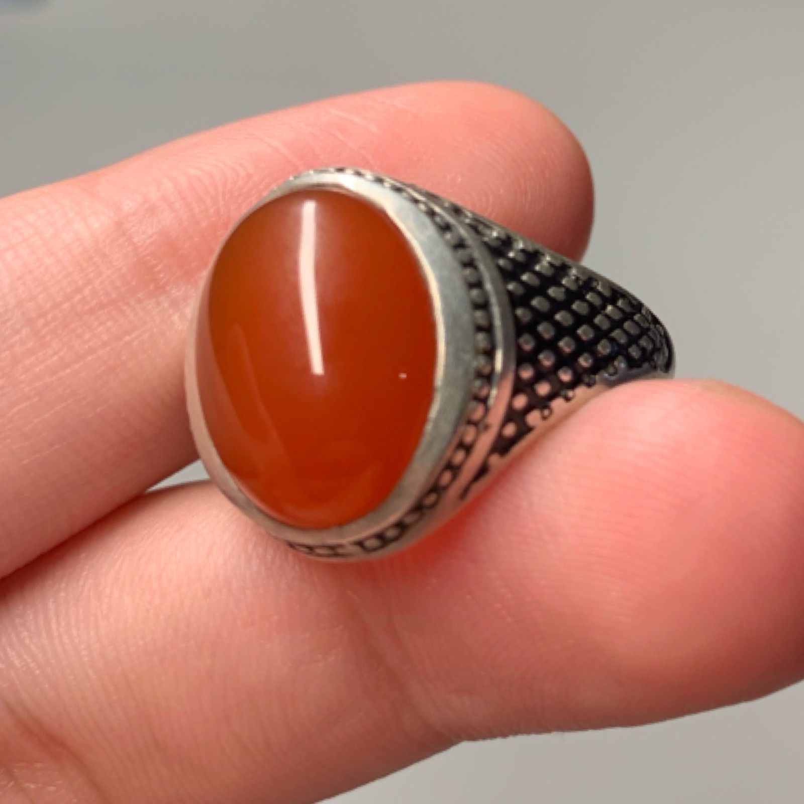 Stunning vintage solid silver ring beautiful agat… - image 4