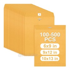 100-500Pcs Clasp Envelopes 6x9 9x12 10x13 Kraft Shipping Mailing Gummed Business